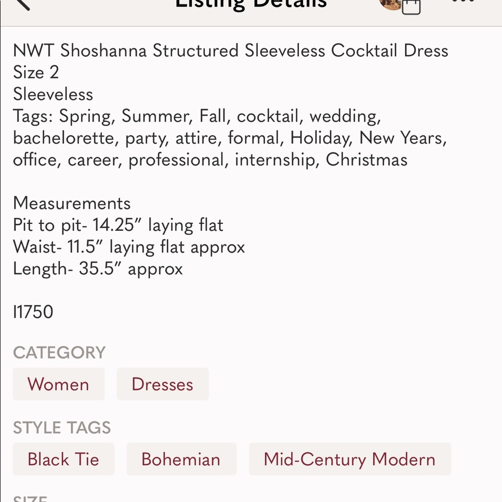 NWT Shoshanna Structured Sleeveless Cocktail Dress Size 2 - Picture 4 of 9